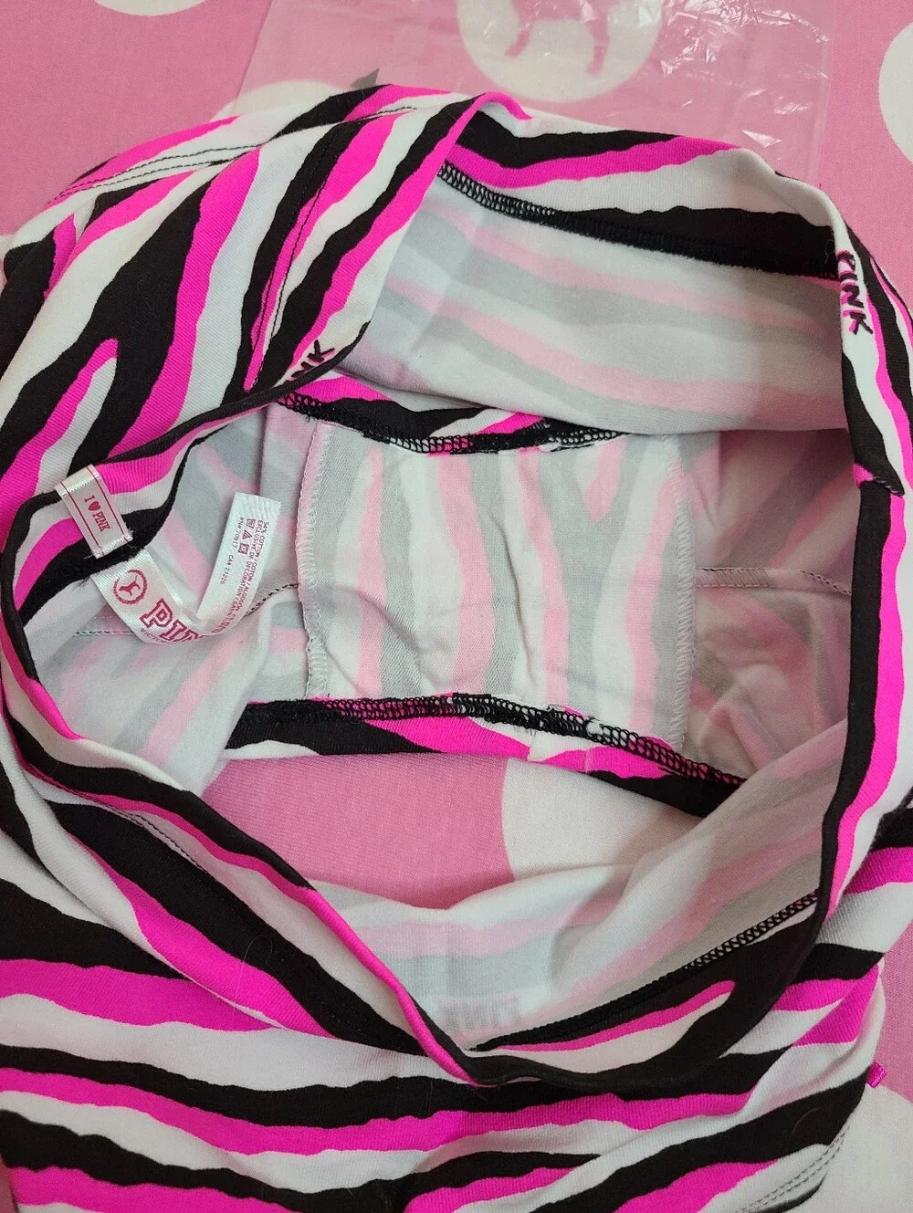 VTG VS PINK Graphic Cotton Ruched Bow Low Rise Boyshort Panty Size Sm
